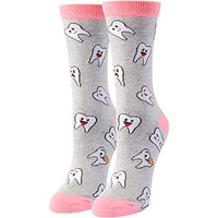 Chaussettes en coton et polyester personnalisées pour femmes, KTS30, fabricant OEM, Journée mondiale de la santé bucco-dentaire, chaussettes créatives personnalisées, chaussettes de bonheur