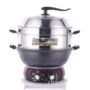 <b>Electric</b> Food <b>Steamer</b> Stainless Steel Multi Layer 400C Heat Resistant With Lid And Timer Function For Home Kitchen Use - Product Image 5