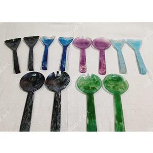 Dernière conception personnalisée Thunder Bird & Earth Gava Set de service à salade en résine de couleur avec cuillère à salade et fourchette Usage domestique dans la cuisine - Product Image 6