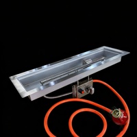 Brûleur à gaz encastrable en acier inoxydable de 75 cm pour foyer extérieur et cheminée.