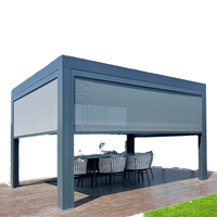 Pergola à lames motorisée électrique en aluminium avec toit rétractable, imperméable, pour jardin, patio et terrasse