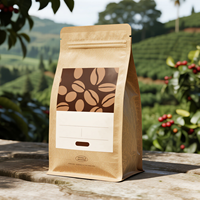 Papier kraft écologique imprimé sur mesure feuille d'aluminium huit joints latéraux sac d'emballage en poudre de café de qualité alimentaire fond carré sac en mylar
