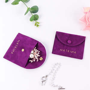Fashion Luxury Snap Button Flip Cover Small Velvet <b>Envelope</b> <b>Gift</b> Pouch Custom Personalized Jewelry Packaging Bag with Gold Logo - Product Image 6