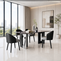 Ensemble de table à manger moderne de luxe en marbre avec 6 chaises rembourrées pour appartement, hôtel et villa