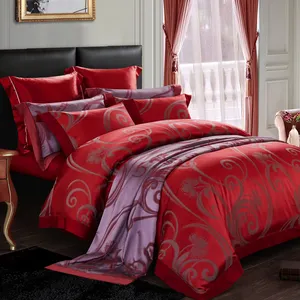Yeni retro yetişkin yastık örtüsü şenlikli pamuk jakarlı kırmızı nevresim ev tekstil yatak seti üretici