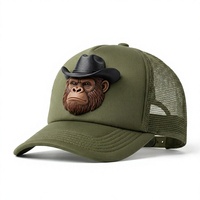 Casquette Trucker 3D Tête de Singe Gorille Chapeau de Cowboy 5 Panneaux 100% Polyester Dos en Maille Respirante Streetwear Décontracté