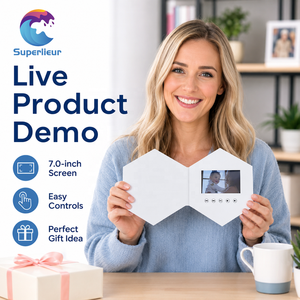 Brochure vidéo LCD personnalisée hexagonale Superlieur de 7 pouces, carte de visite promotionnelle, écran vidéo pour salutations et mariages, <span class=keywords><strong>livre</strong></span> vidéo 1024x600 MP4 - Product Image 5