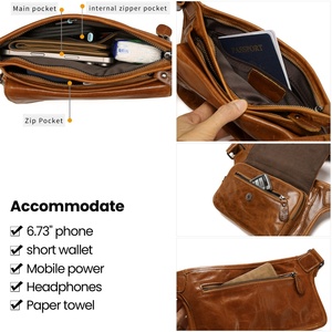 <span class=keywords><strong>Riñonera</strong></span> cruzada Retro para <span class=keywords><strong>hombre</strong></span>, bolsa <span class=keywords><strong>de</strong></span> cuero genuino con cremallera, geométrica personalizada para Casual para <span class=keywords><strong>Amazon</strong></span> Commuting - Product Image 4