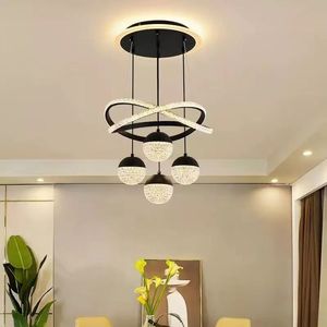 Lampadario LED Moderno Minimalista BTLY, Altezza Regolabile, in Alluminio e Cristallo, Nero/Oro, Garanzia di 2 Anni, Facile Installazione - Product Image 1