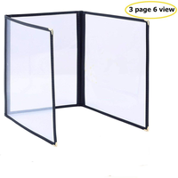 Menu de café Yimi A4 en PVC, 3 pages, 6 vues, vinyle transparent pour restaurants et hôtels