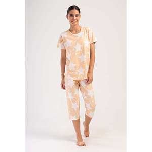 Conjunto de pantalón capri ovalado con cuello redondo y manga corta KADIN P.SUPREM - Rosa Bebé - Rosa Bebé - Product Image 1