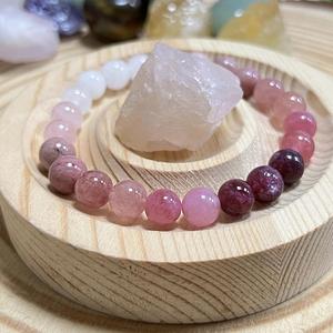 Bracelet en pierre naturelle avec perles de verre colorées, design exclusif familial, protection, prototypage rapide - Product Image 1