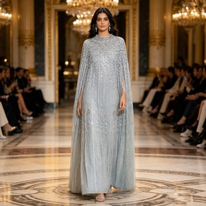 Abaya di Lusso con Ricami in Strass, Vestito da Sera Islamico Modesto e Comodo per Donne Musulmane, Ideale per Eid e Matrimoni - Product Image 6
