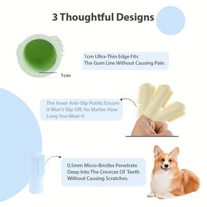 Brosse à dents pour animaux de compagnie en silicone de qualité alimentaire, luxueuse et mignonne, à poils doux pour le nettoyage des dents des chiens, élimination de la plaque dentaire, soins bucco-dentaires - Product Image 3