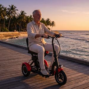 Scooter Eléctrico Ergonómico de 3 Ruedas con Autoequilibrio y Asiento Ancho para Paseos por la Playa al Atardecer - Product Image 1