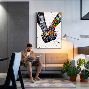 Stampe d'<span class=keywords><strong>arte</strong></span> moderna <span class=keywords><strong>Banksy</strong></span>: Poster ispiratore con gesto a V, vittoria, graffiti astratti, stampa digitale, pittura su tela <span class=keywords><strong>di</strong></span> lusso - Product Image 3