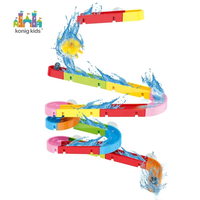 Jouet de bain pour bébé, toboggan aquatique mural avec ventouses et animal coulissant, jeu de tuyaux interactif DIY pour les tout-petits de 3 ans et plus