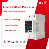 Protector de Voltaje Ajustable de Riel DIN, Monofásico, 220V CA, 40A/63A, Dispositivo de Protección de Corriente, 4kVA, Digital
