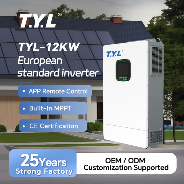 T.Y.L 12KW High Frequency Hybrid Solar Inverter 48V DC Input Built-in MPPT Solar Charger WiFi Monitoring Pure Sine Wave >95%