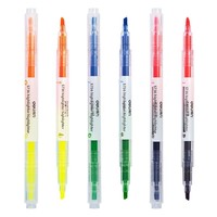 Surligneurs de couleur Deli, marqueurs fluorescents pour étudiants, stylos de surlignage accrocheurs, double pointe, deux couleurs, ensemble de 6 couleurs, stylos aux couleurs vives
