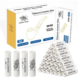 Filtro de Cerámica para Tabaco Hermit Crab, Filtros de Carbón Activado de 9 mm, 100 Unidades Reutilizables - Product Image 1