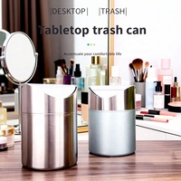 Poubelle de toilette compacte en acier inoxydable avec couvercle basculant pour bureau ou table – Design élégant et moderne