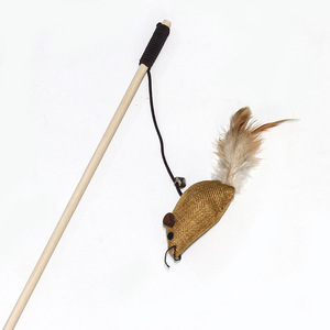 Bâtonnet en bois en forme de souris avec clochette, jouet interactif pour chat, anti-ennui - Product Image 3