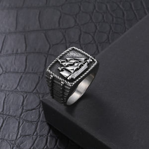 Anello Punk da uomo in acciaio inossidabile con disegno a barca all'ingrosso - Product Image 3