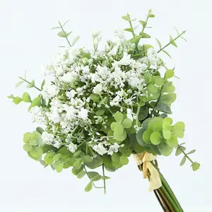 Popular 29cm artificial Seeded Eucalyptus Leaves Stems Bulk Silver Dollar Plant Holiday Greens bouquet for Wedding