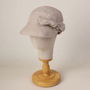 หมวกเบเร่ต์แฟชั่นลำลองผ้าฝ้ายลินินสำหรับผู้หญิง รุ่นใหม่ปี 2025 ระบายอากาศได้ดี ตกแต่งโบว์ สไตล์ชาวประมง - Product Image 3