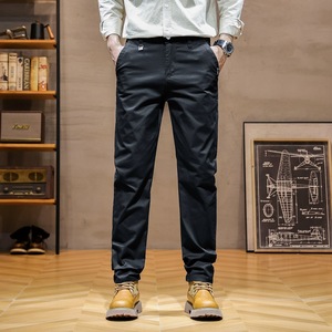 Nouveaux hommes tendance Street Style mince Tube droit <span class=keywords><strong>pantalon</strong></span> tout lavé 100% <span class=keywords><strong>coton</strong></span> costume décontracté <span class=keywords><strong>pantalon</strong></span> taille moyenne couleur lavage taille XL - Product Image 1