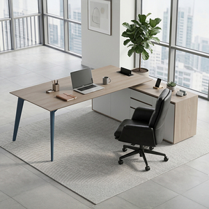 Factory Direct Modern Executive Office Desk 2000x1800x750mm <b>Home</b> Office Desk with CPU Stand and Ventilated Cabinet - Product Image 1