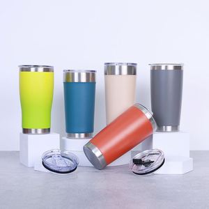20oz Cooler Tumblers in <b>Bulk</b> Stainless Steel Double Walled Custom Travel Coffee Tumbler Cups Mug Slider Lid Powder Coated - Product Image 1