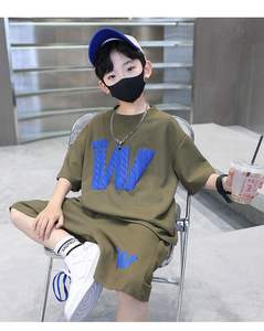 Traje de verano para niños, pantalones cortos deportivos de manga corta, conjunto de dos piezas, <span class=keywords><strong>ropa</strong></span> para <span class=keywords><strong>adolescentes</strong></span> - Product Image 4