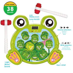 Juguete Educativo Interactivo de Moda: Juego de Escritorio de Ranas Hambrientas, Juego de Golpear a la Rana con Martillo para Niños con Música y Luz - Product Image 2