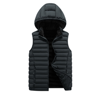 Veste matelassée d'hiver unisexe personnalisée sans manches à capuche, 100 % nylon, imperméable et coupe-vent, vente en gros d'usine