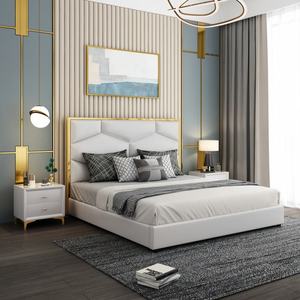 <span class=keywords><strong>Lit</strong></span> de rangement moderne et confortable <span class=keywords><strong>en</strong></span> velours, taille King, avec cadre souple et base métallique, design pivotant <span class=keywords><strong>en</strong></span> bois, ensemble de chambre double - Product Image 4