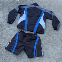Ensemble de shorts pour hommes personnalisés, ensemble de veste coupe-vent réfléchissante à fermeture éclair, ensemble de survêtement en nylon imperméable à rayures dégradées, logo brodé