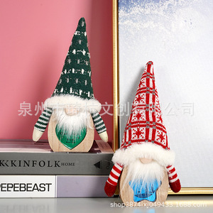 ตุ๊กตาโนมไม้คริสต์มาสพร้อมไฟ LED หมวกสีแดง ของตกแต่งภายในบ้าน ของขวัญ - Product Image 2