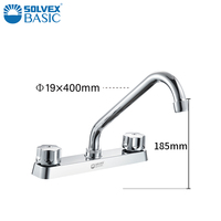 Keran Wastafel SOLVEX Diskon 6% Premium 8" Plastik Krom Putar 1/4 Pipa Stainless 400mm