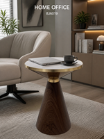 Table d'appoint élégante en dalle de roche ronde, avec piédestal en fer sculpté doré, pour salon, hôtel, salle de séjour, chambre à coucher, fabrication directe d'usine OEM ODM