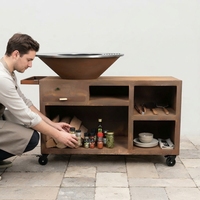 Fournitures de jardin : Plancha Grill BBQ en acier Corten pour cuisine extérieure, barbecue de Noël, avec différentes bases