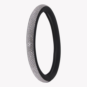 Leather Bling Rhinestone Steering Wheel Cover Luxury <b>Real</b> <b>Crystal</b> Sparkly Car Accessory for Women Silky Smooth Edges Universal - Product Image 3