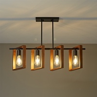 Industriële houten en ijzeren hanglamp in Amerikaanse stijl met LED verlichting voor woonkamer, slaapkamer, bar, eetkamer, studeerkamer & restaurant