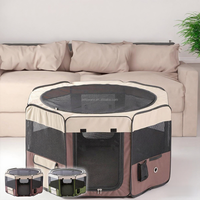 Parc portable en tissu à 8 panneaux avec couvercle supérieur en maille amovible à fermeture éclair et fond étanche pour chats, chiens et petits animaux