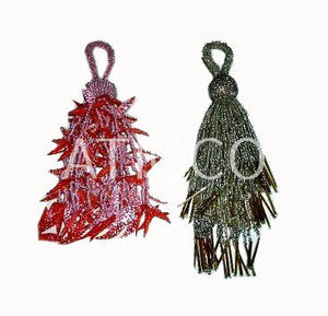Atractivas cuentas de vidrio y círculos borlas X-Mas colgantes | Decoración de macramé de fiesta multicolor - Product Image 2