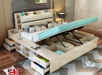 AILICHEN Doppelbett mit pneumatischer High-Box-Aufbewahrung Einfache und moderne Schubladen-Aufbewahrung platte