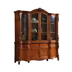 Libreria di Alta Gamma in Legno Massello a 4 Ante, Vetrina con 4 Ante in Vetro, Mobile da Terra per Studio e Conservazione in Villa - Product Image 4