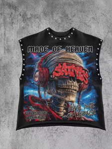 T-shirt sans manches surdimensionné pour homme, imprimé personnalisé avec motif graphique de maçonnerie, style streetwear hip-hop estival, du fabricant - Product Image 3