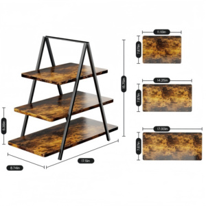 Rak Kue 3 Tingkat Shineray Classic Wood Brown, Tempat Sajian Cupcake, Kue Kering, Makanan Pembuka, Donat, Nampan Sajian Meja, Tahan Lama - Product Image 2
